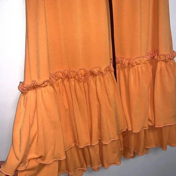 Women's Y2K princy by Jessica Simpson Mini Dress Orange Size S RuffleTrim VNeck - Picture 6 of 7